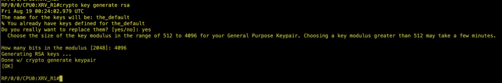 crypto key generate rsa ios xr